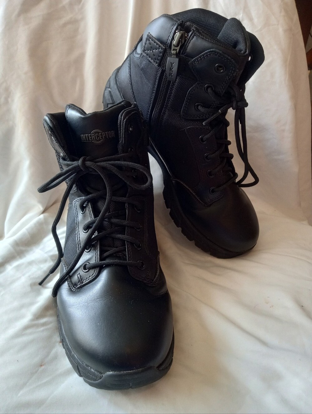 Men's Sz 9.5 Tactical Boots - Black 6" Ankle. Guard Zipper. Hiker. Work. Duty